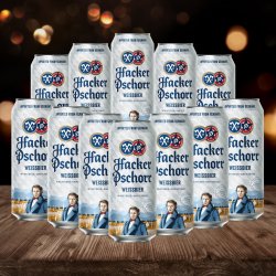 Hacker Pschorr Hefe Weissbier German Wheat Beer 500ml Cans - 5.5% ABV (12 Pack) - Beerhunter