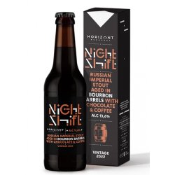 Night Shift Vintage 2022    Russian Imperial Stout bourbon hordóban érlelve csokoládéval és kávéval - Horizont Brewing