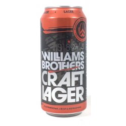 WILLIAMS CRAFT LAGER 44CL CAN - Great Grog