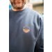 Cloudwater Unisex Sweatshirt with Embroidered Logo - India Ink Grey  Orange 