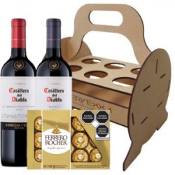 Casillero del Diablo, Chocolates Ferrero Rocher + Barril Six Pack Cerveza Artesanal - Beer Zone