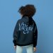 Lakes Brew Co Unisex Hoodie Navy Smoke with neon blue print 