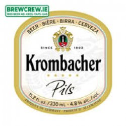 Krombacher - Pilsner - 4.8% ABV, 30l Keg (53 Pints) - The Brew Crew