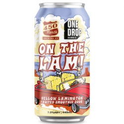 One Drop Brewing X 450 North Brewing On The Lam Yellow Lamington Fruited Smoothie Sour 440ml - The Beer Cellar