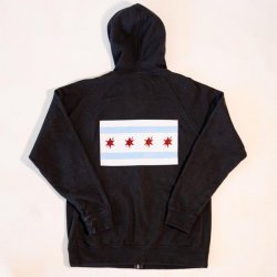 Revolution Chicago Flag Zip-Up Hoodie - Black - Revolution Brewing