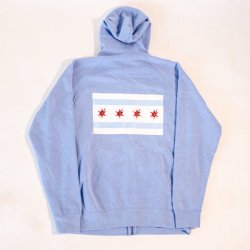 Revolution Chicago Flag Zip-Up Hoodie - Blue Heather - Revolution Brewing