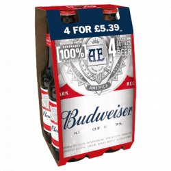 Budweiser 4x300ml (Price Marked £5.39) - American-Style Pale Lager - Fountainhall Wines