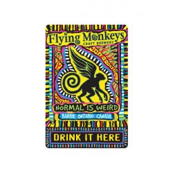 Flying Monkeys 90 Degree Metal Sign  Drink it Here - Flying Monkeys Craft Brewery