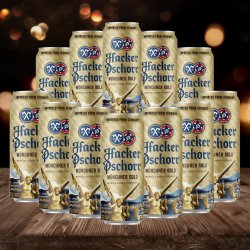 Hacker Pschorr Münchner Gold German Helles Lager 500ml Cans – 5.5% ABV (12 Pack) - Beerhunter