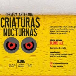 Criaturas Nocturnas Blonde Ale lata  473 CC - Birrava