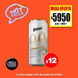 HOT PRICE - 12 Quilmes 0.0% Lata 473Cm3 - Almacén de Cervezas