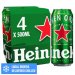 Heineken Lager 4 x 500ml Cans 
