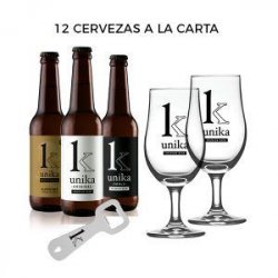 Pack saborea : 12 cervezas a escoger + 2 copas unika y 1 abridor de regalo - Unika