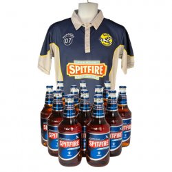 Spitfire Retro Cricket Shirt & Ale Bundle NavyGrey - Shepherd Neame