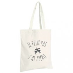 Sac Tote Bag 100% Coton Je peux pas j'ai Apéro - Caves Saint Poloises
