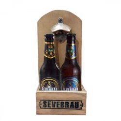 Abridor de Botellas de Pared con Cajón para Chapas y Dos Cervezas Artesanas Sevebrau - Sevebrau