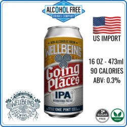 WellBeing Going Places IPA  US import - The Alcohol Free Drinks Company