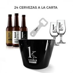 Unika Pack cubitera 24 cervezas a escoger + Cubitera con abridor + 2 copas de regalo - Unika