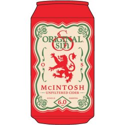 Original Sin McIntosh Unfiltered Hard Apple Cider 6 pack 12 oz. Can - Petite Cellars