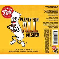 Fall Brewing Plenty For All Pilsner 12oz can-6pk - Bine & Vine