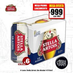 MEGA OFERTA - 6 Stella Artois Sin Alcohol Lata 473Cm3 - Almacén de Cervezas