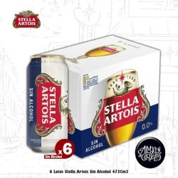 SIN ALCOHOL - 6 Stella Artois SIN ALCOHOL lata 473 Cm3 - Almacén de Cervezas