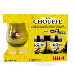 La Chouffe Gift Set 4x330ml + 1x Glass 330ml - The Beer Cellar