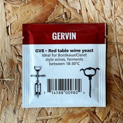 Gervin GV8 - Red Wine Yeast - 5g - Brewbitz Homebrew Shop