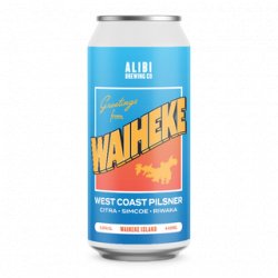 Alibi Brewing Greetings From Waiheke Vol.3 West Coast Pilsner 440ml - The Beer Cellar